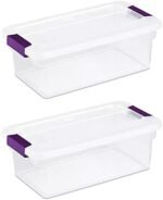 Sterilite 6 Quart ClearView LatchTM with Sweet Plum Handles - Image 2